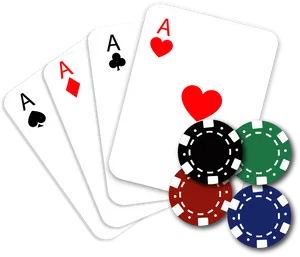 Poker Acesand Chips PNG Image