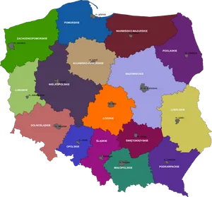 Poland Administrative Divisions Map PNG Image