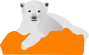 Polar Bear Graphicon Orange Background PNG Image