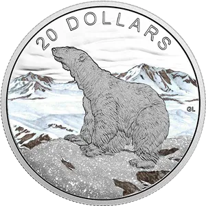 Polar Bear20 Dollar Coin PNG Image