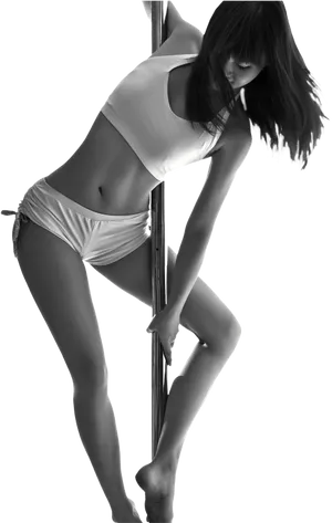 Pole Dance Performance Monochrome PNG Image