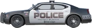 Police Car Side View Graphic PNG Image