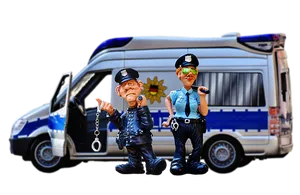 Police Figurinesand Van PNG Image