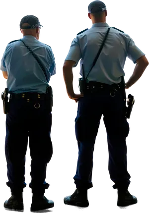 Police Officers Standing Backto Back PNG Image