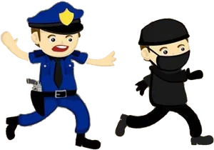 Policeand Thief Cartoon Chase PNG Image