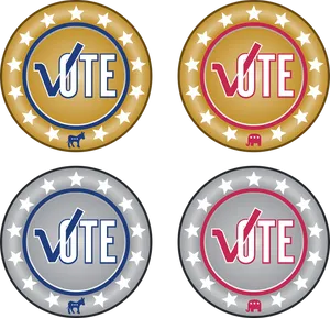 Political Party Vote Buttons PNG Image