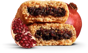 Pomegranate Filled Pastry Slice PNG
