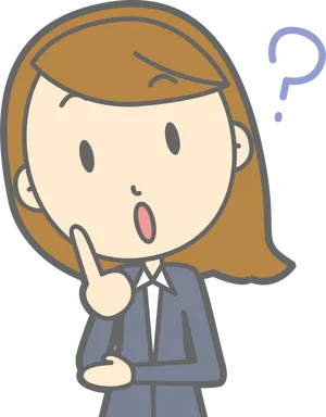 Pondering Cartoon Businesswoman PNG Image