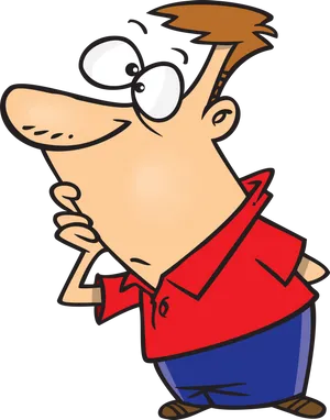 Pondering Cartoon Character PNG Image