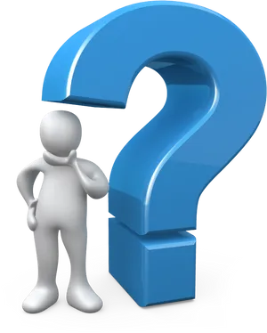 Pondering Figure Beside Question Mark PNG Image