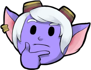 Pondering Purple Character PNG Image