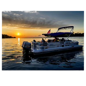 Pontoon Boat Docked At Sunset Png Juk35 PNG Image