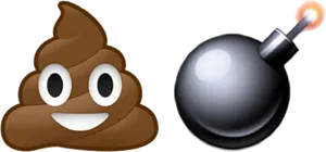 Poop Emojiand Bomb Icon PNG Image