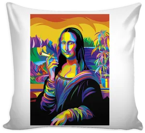 Pop Art Mona Lisa Cushion PNG Image