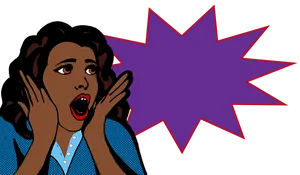 Pop Art Surprised Woman Expression PNG Image