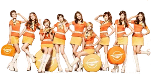 Pop_ Group_in_ Orange_ Attire PNG Image