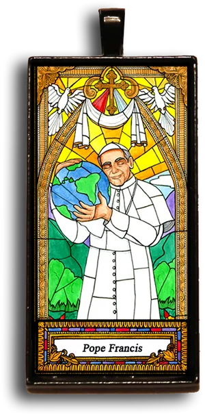 Pope Francis Stained Glass Artwork PNG Image