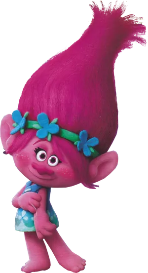 Poppy Trolls Character Pose PNG Image