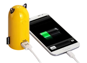 Portable Charger Connecting Smartphone PNG Image