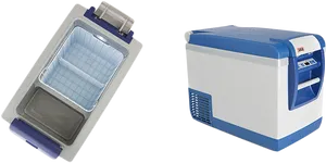 Portable Electric Cooler Openand Closed Views PNG Image