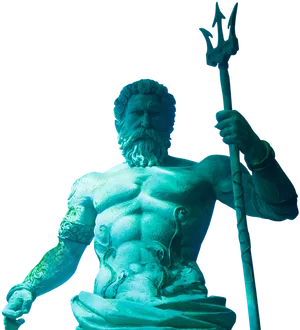 Poseidon Statuewith Trident PNG Image