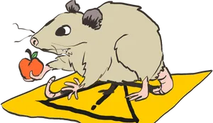 Possum Holding Apple Illustration PNG Image