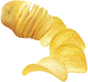 Potato Chips Cascade Floating PNG Image