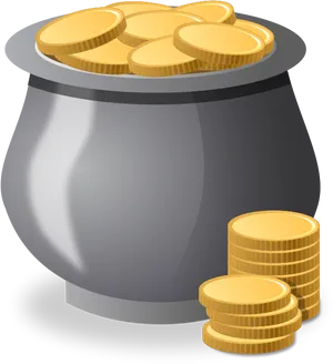 Potof Gold Coins Vector PNG Image