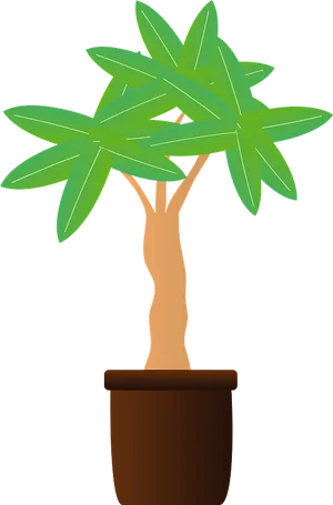 Potted Tropical Tree Illustration PNG Image