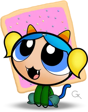 Powerpuff Girls Bubbles Cat Costume PNG Image