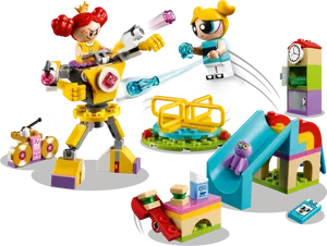 Powerpuff Girls Lego Playset PNG Image