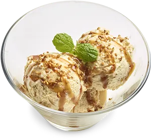 Praline Ice Cream Dessert Bowl PNG Image