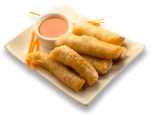 Prawn Spring Rollswith Sauce PNG Image