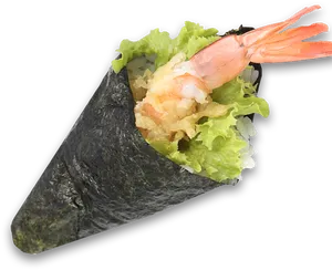 Prawn Temaki Sushi Cone PNG Image