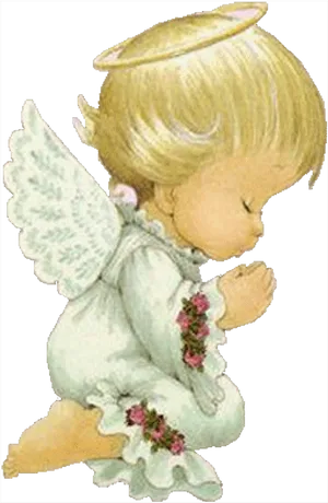 Praying Child Angel Illustration PNG Image