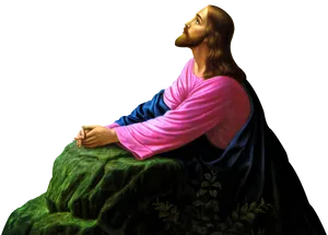 Praying Jesus Artwork PNG Image