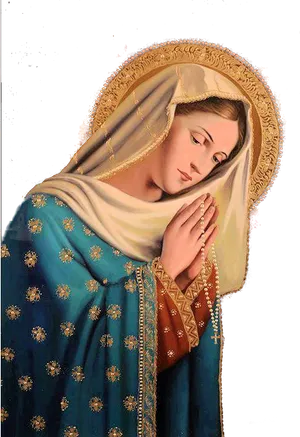 Praying Maria Religious Art PNG Image