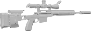 Precision Sniper Rifle3 D Model PNG Image