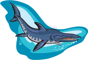 Prehistoric Swimming Reptile Illustration PNG Image