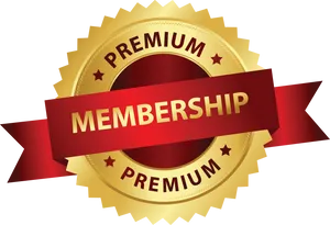 Premium Membership Golden Badge PNG Image