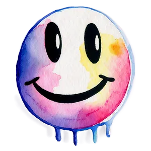 Preppy Smiley Face In Watercolor Png Fnu PNG Image