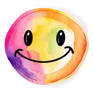 Preppy Smiley Face In Watercolor Png Hjm PNG Image