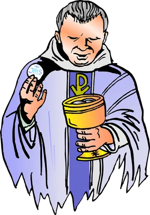 Priest Holding Communion Elements PNG Image