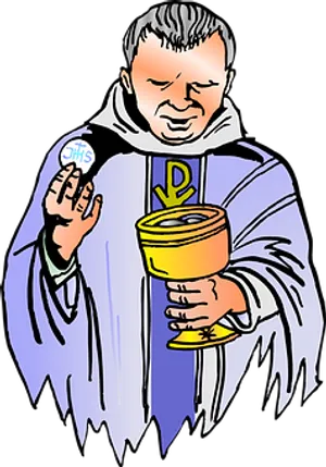 Priest Holding Communion Elements PNG Image