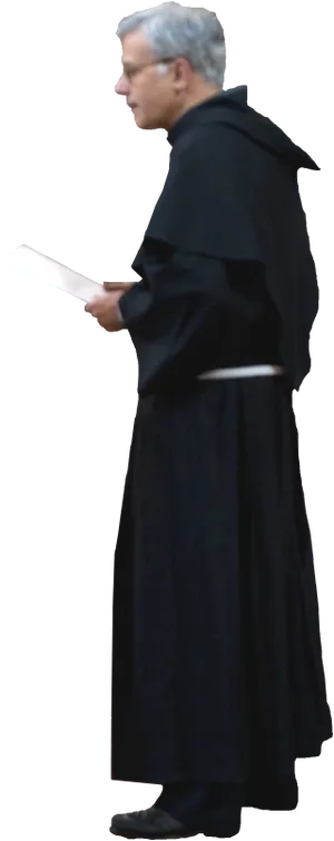 Priestin Black Robe Holding Paper PNG Image