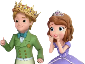 Princeand Princess Cartoon Characters PNG Image