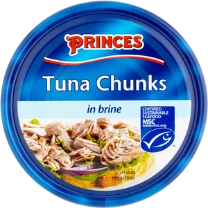 Princes Tuna Chunks Brine Can Top View PNG Image