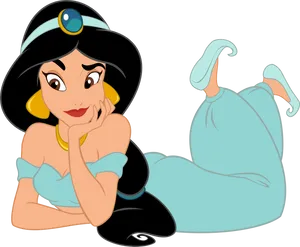 Princess Jasmine Relaxing Illustration PNG Image