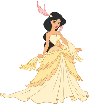 Princess Jasminein Golden Gown Illustration.png PNG Image