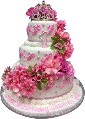 Princess Theme First Birthday Cake PNG Image